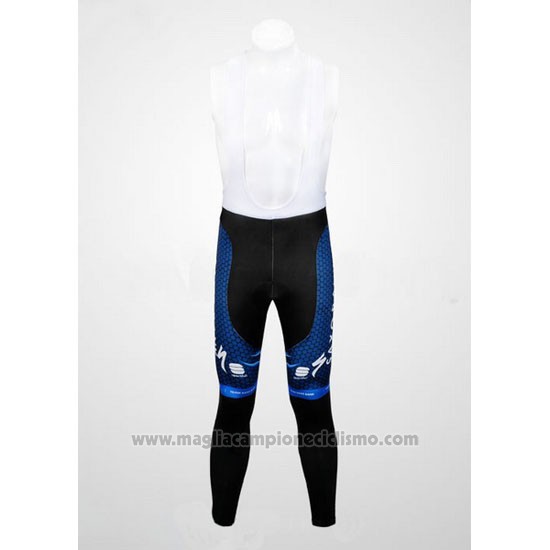 2012 Abbigliamento Ciclismo Saxo Bank Blu e Nero Manica Lunga e Salopette